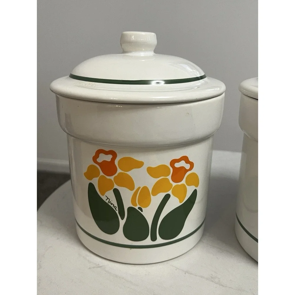 Vtg Treasure Craft Canisters Cottagecore Farmhouse Nina Floral Grannycore USA